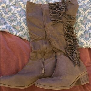 Charlotte Russe Brown Over-the-Knee Fringe Boots Never Worn